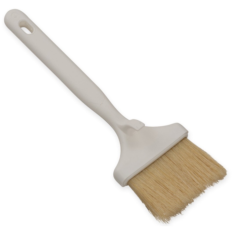 Carlisle 4037900 Sparta Meteor Flat Pastry / Basting Brush with 3"W Boar Bristles & Plastic Handle with Hook - White
