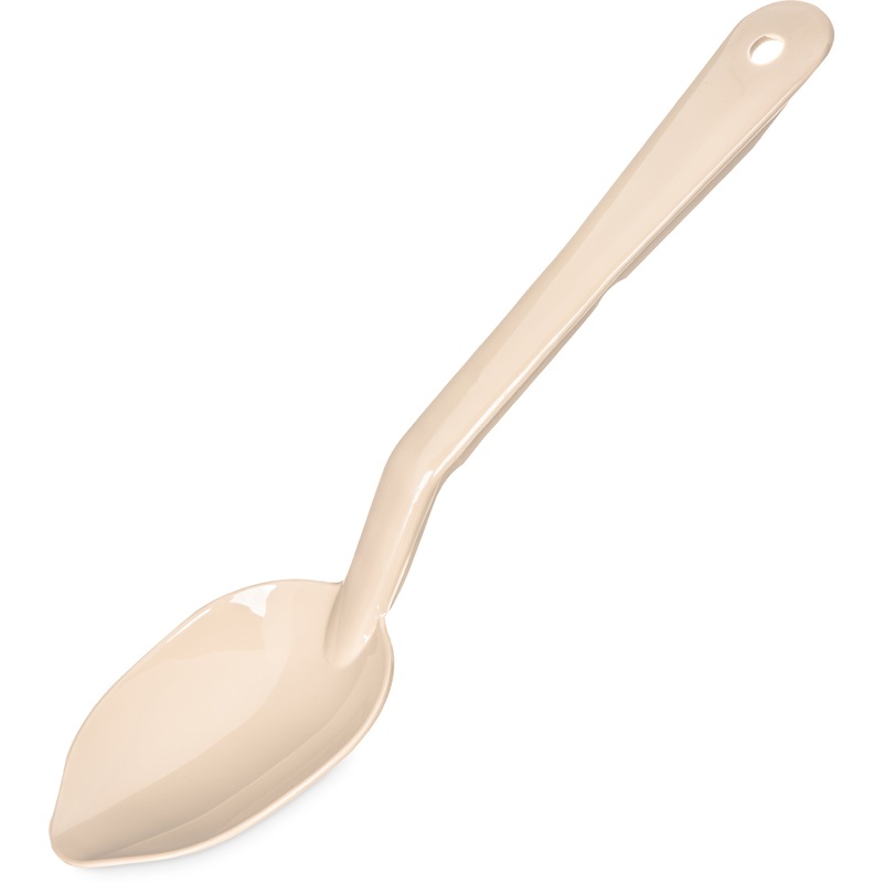 Carlisle 441006 One-Piece Plastic Solid Serving Spoon with Notched Handle 11" - Beige
