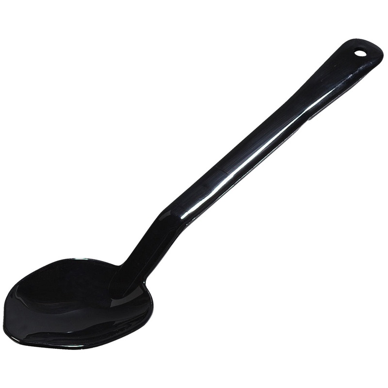 Carlisle 442003 One-Piece Plastic Solid Serving Spoon with Notched Handle 13" - Black