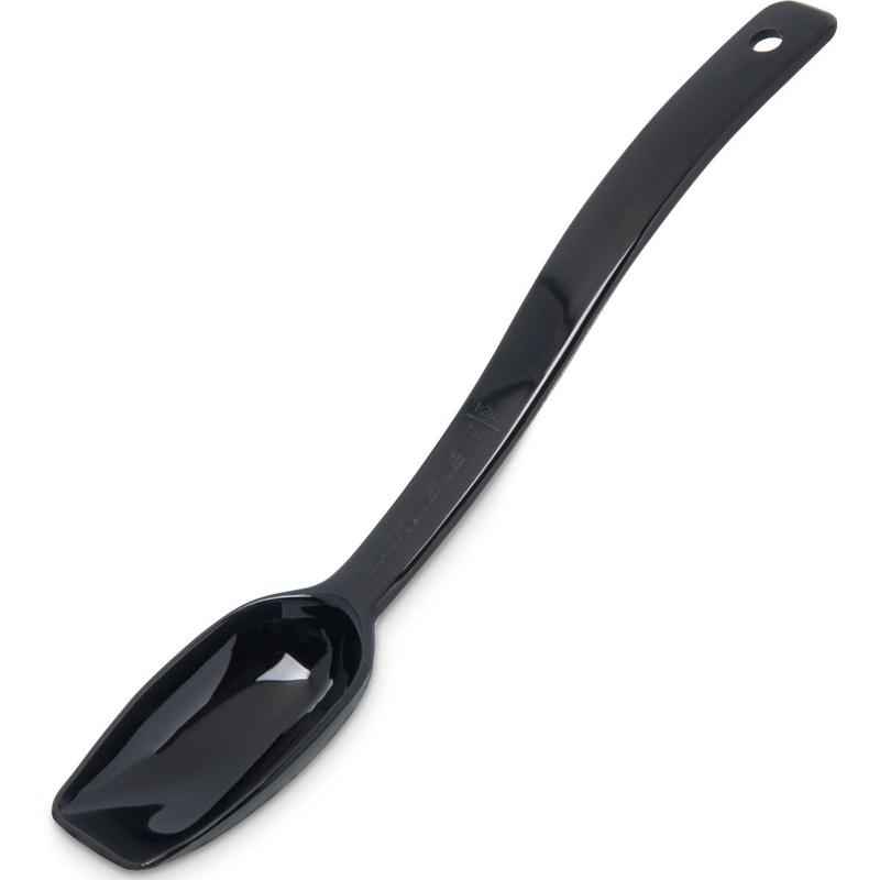 Carlisle 446003 One-Piece Plastic Solid Salad/Buffet Serving Spoon with Notched handle 9" - 1/2 oz. - Black
