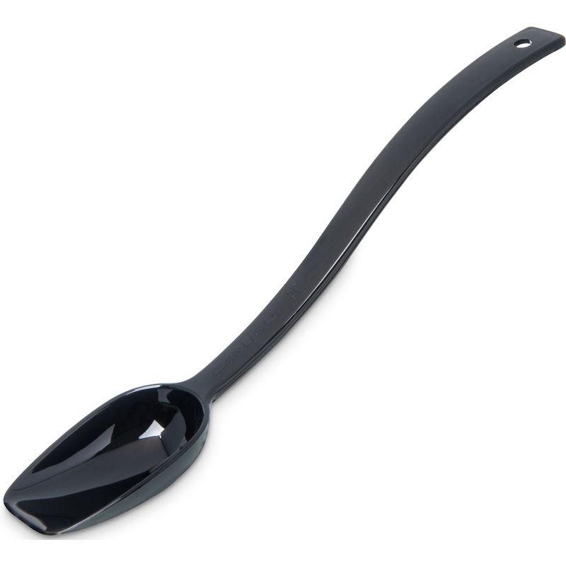 Carlisle 447003 One-Piece Plastic Solid Salad/Buffet Serving Spoon with Notched handle 10" - 3/4 oz. - Black