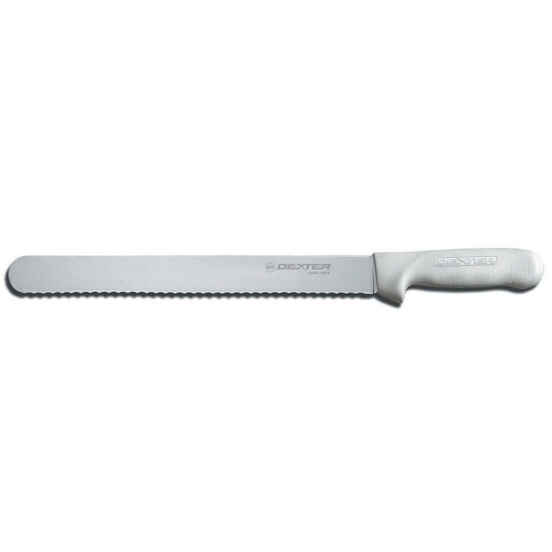Dexter-Russell S140-12SC-PCP Sani-Safe Scalloped Roast Slicer Knife with White Poly Handle 12"