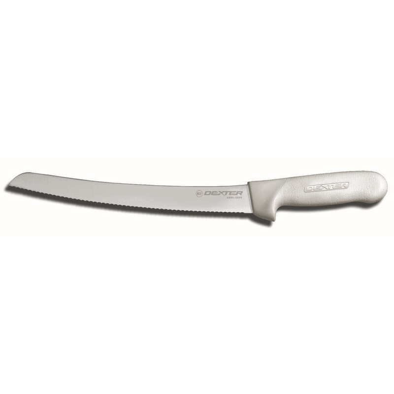 Dexter-Russell S147-10SC-PCP Sani-Safe Curved Scalloped Bread Knife with White Poly Handle 10"