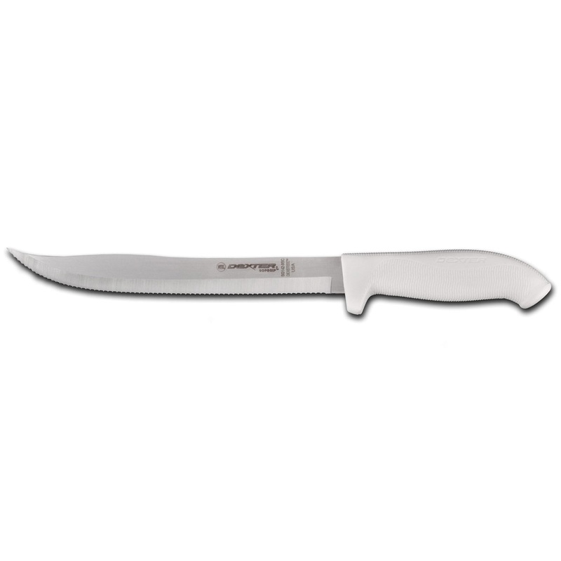 Dexter-Russell SG142-9SC-PCP SofGrip Scalloped Utility Slicer Knife with White Handle 9"