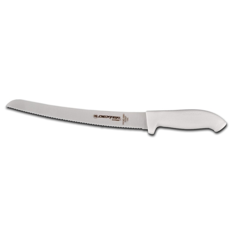 Dexter-Russell SG147-10SC-PCP Sofgrip Curved Scalloped Bread Knife with White Handle 10"