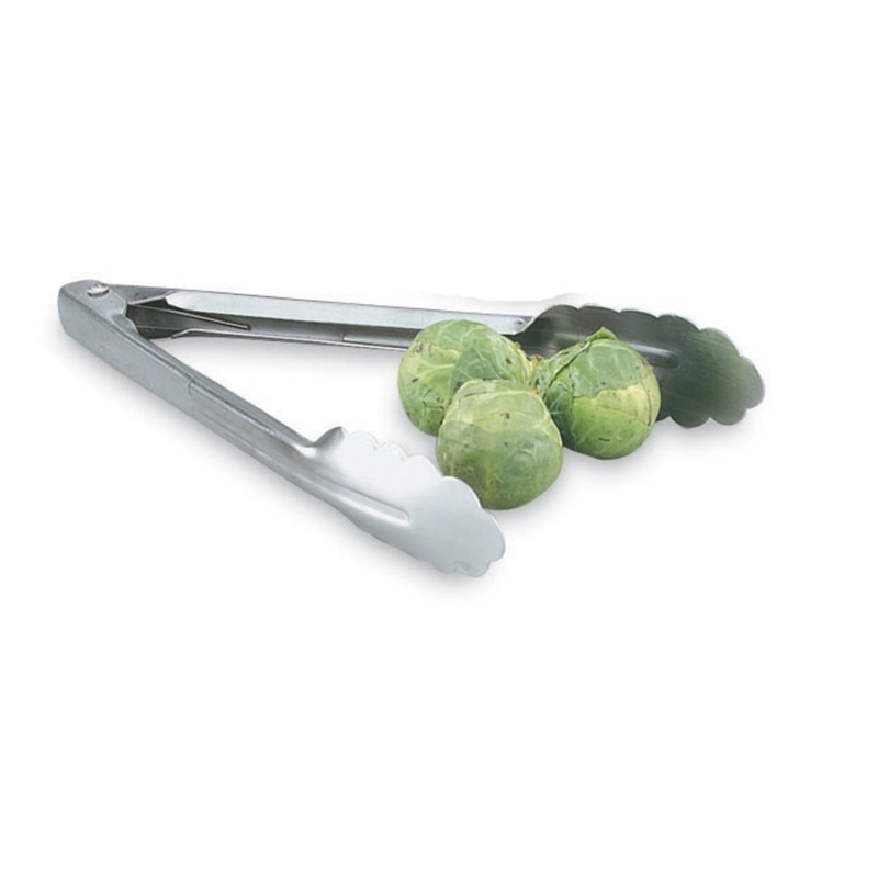 Vollrath 47309 Spring Heavy-Duty Stainless Steel Scalloped Utility Tongs 9-1/2"