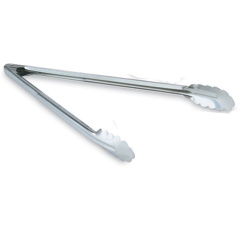 Vollrath 47316 Spring Heavy-Duty Stainless Steel Scalloped Utility Tongs 16"