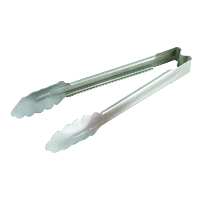 Vollrath 4781210 1-Piece Heavy-Duty Stainless Steel Utility Tongs with Ergonomic Handle 12"