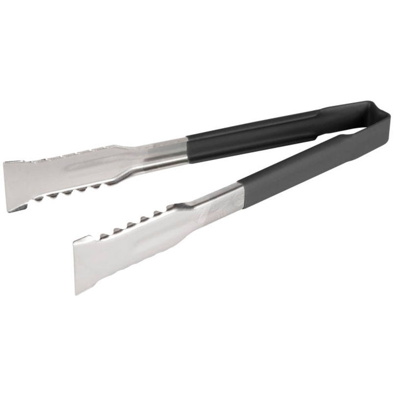 Vollrath 4790920 Jacob's Pride 1-Piece Stainless Steel VersaGrip Tongs with Color-Coded Kool-Touch Handle 9-1/2" - Black