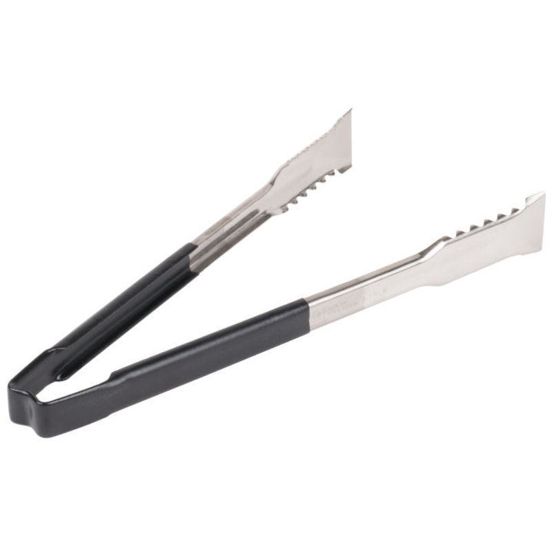 Vollrath 4791220 Jacob's Pride 1-Piece Stainless Steel VersaGrip Tongs with Color-Coded Kool-Touch Handle 12" - Black
