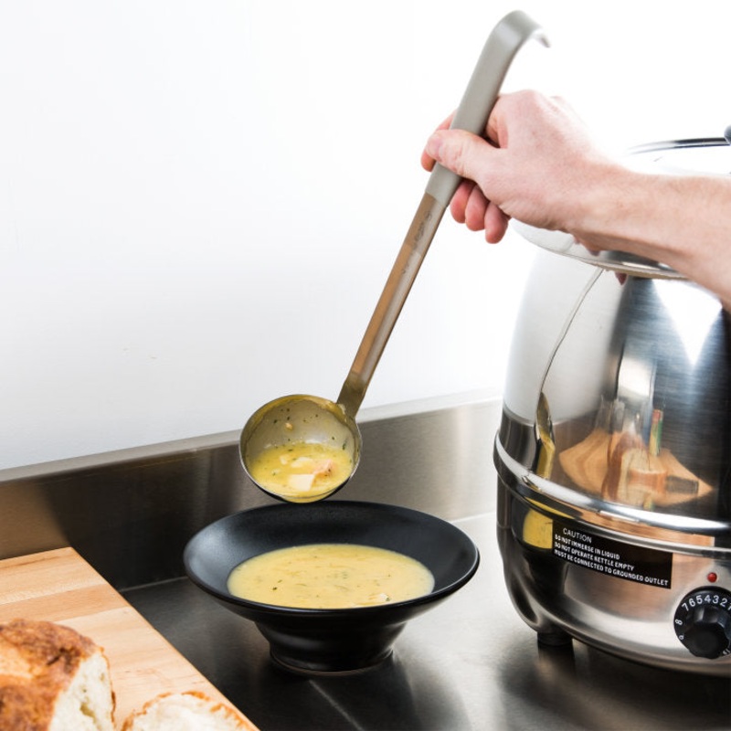 Vollrath 4980445 Jacob's Pride One-Piece Heavy-Duty Stainless Steel Ladle with 12-5/8" Gray Kool-Touch Grooved Hooked Handle 4 oz.