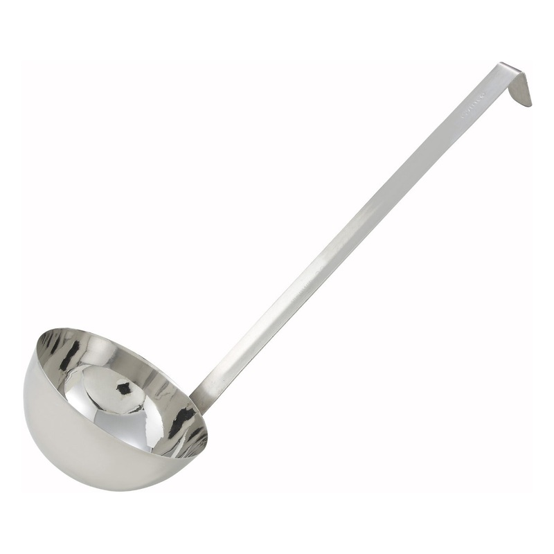 Winco LDT-32 Two-Piece Stainless Steel Ladle with 16" Hooked Handle 32 oz. - 19" OAL