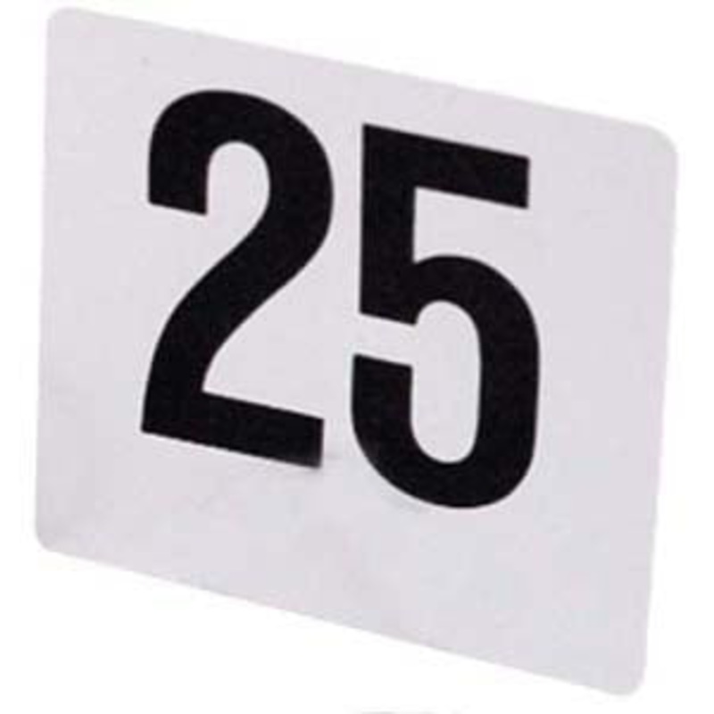 Adcraft 4/1-25 Plastic Table Number Card Set 4" x 4" - Numbers 1 to 25