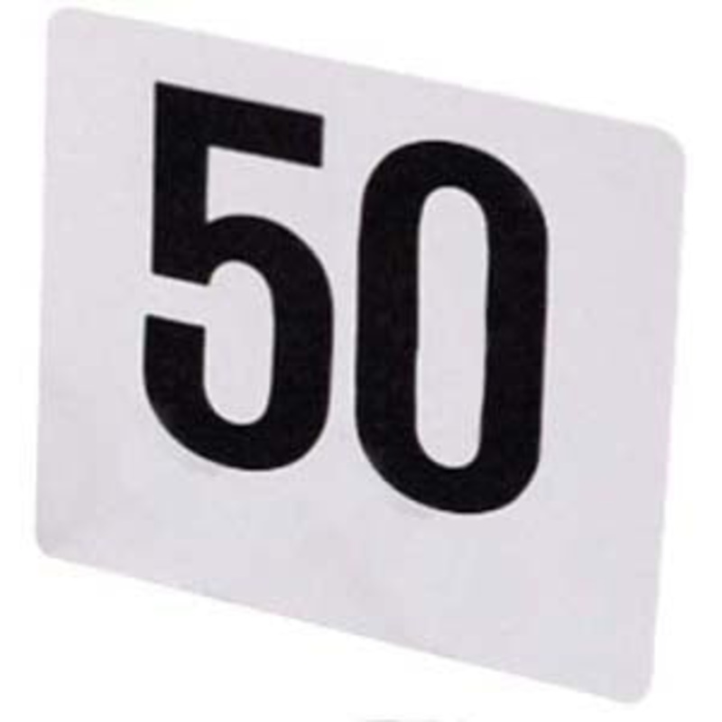 Adcraft 4/1-50 Plastic Table Number Card Set 4" x 4" - Numbers 1 to 50