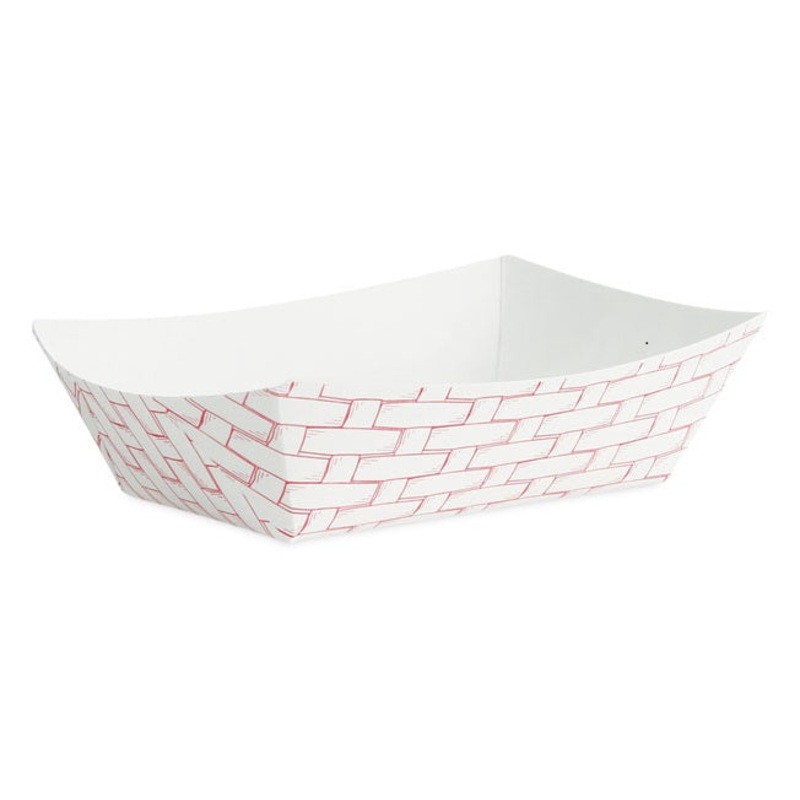 Boardwalk BWK30LAG050 Red/White Paper Food Boat Tray 1/2 lb. Capacity - 1000/Case