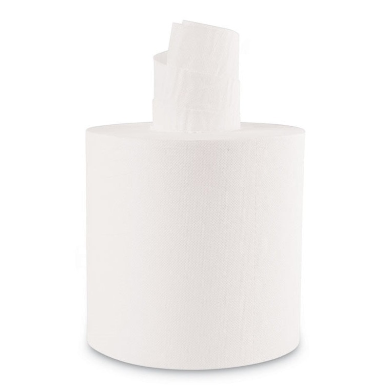 Boardwalk BWK410321 White 2-Ply Center-Pull Paper Towel 445 Roll (600 Sheets) - 12/Case