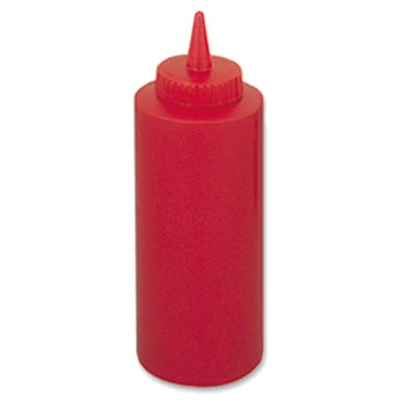 Browne 1100 Ketchup Squeeze Bottle with No-Drip Tip 8 oz. - Red - 12/Case