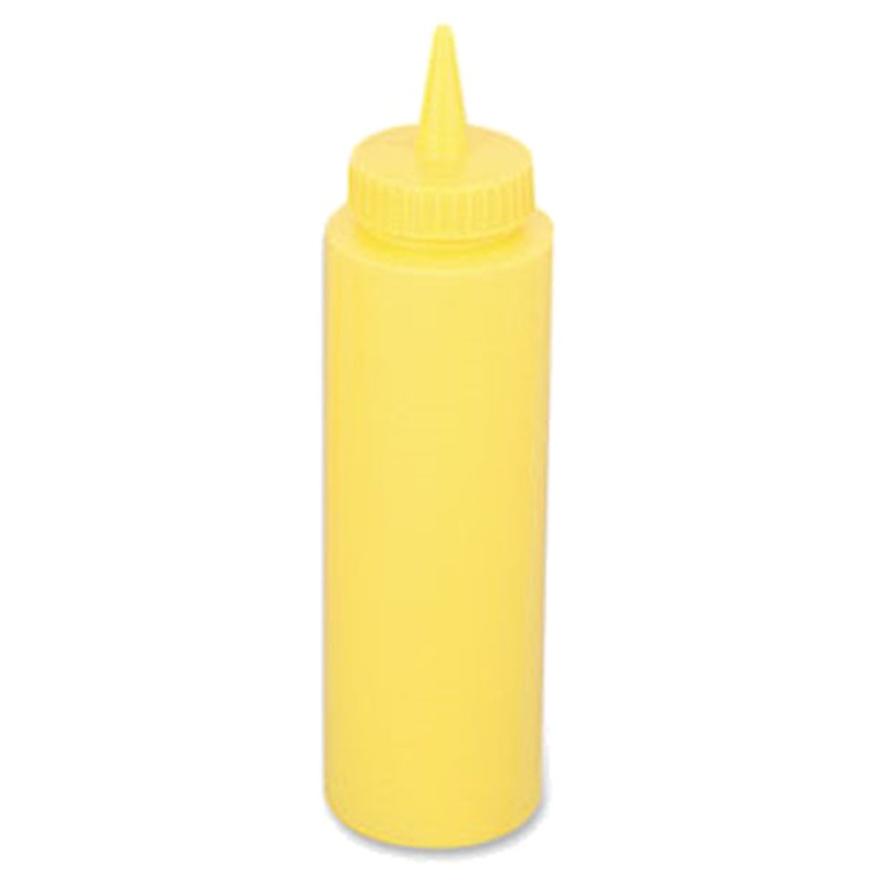 Browne 1101 Mustard Squeeze Bottle with No-Drip Tip 8 oz. - Yellow - 12/Case