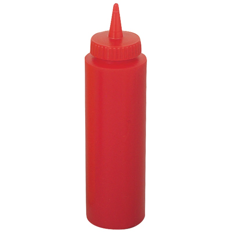 Browne 2101 Ketchup Squeeze Bottle with No-Drip Tip 12 oz. - Red - 12/Case