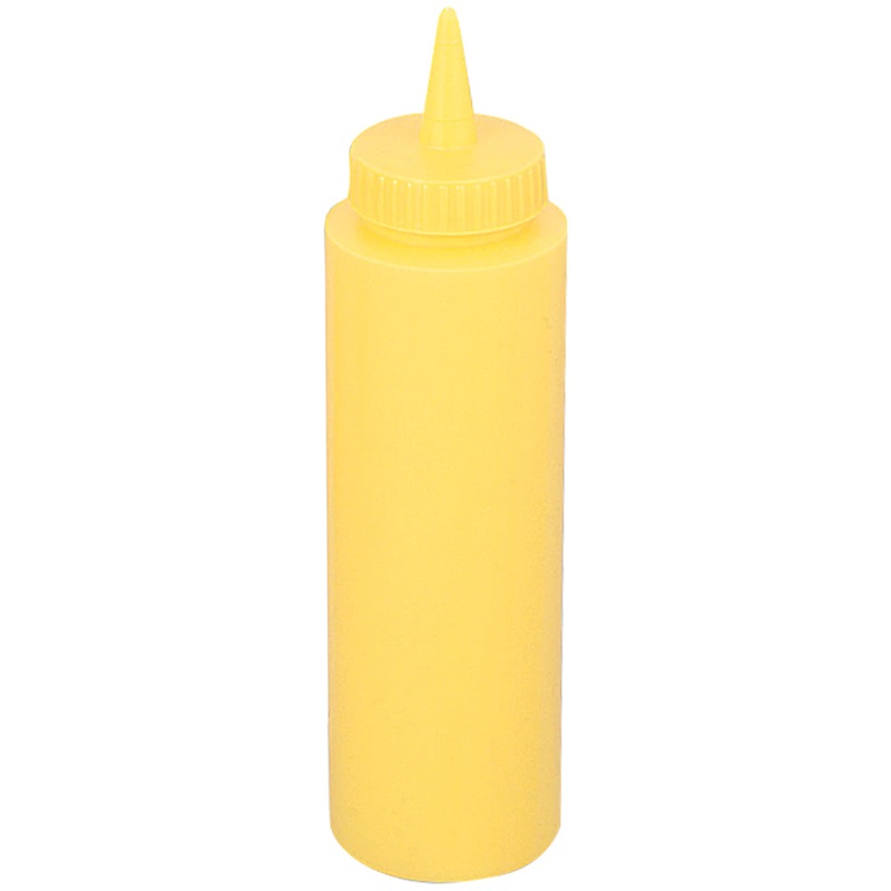 Browne 2102 Mustard Squeeze Bottle with No-Drip Tip 12 oz. - Yellow - 12/Case