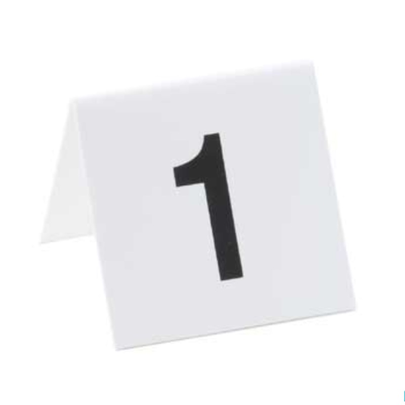 Cal-Mil 227 Table Number Tent Set 3"w x 3"H - Numbers 1 to 25