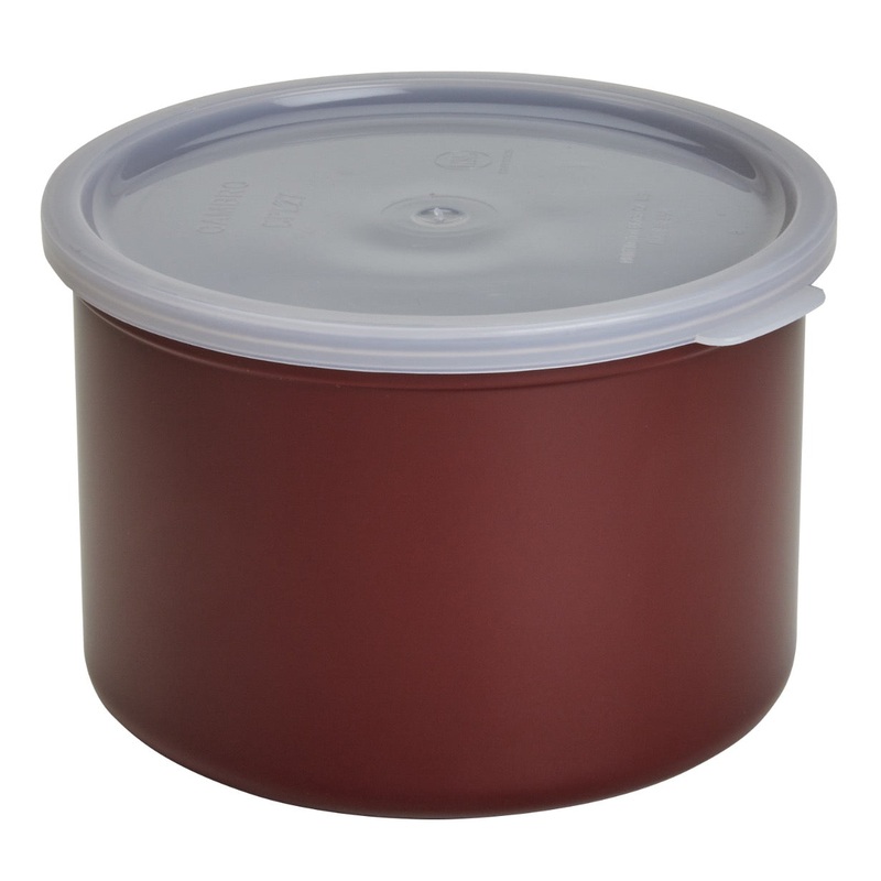Cambro CP15195 Plastic Round Crock w/ Lid 1.5 Qt. - Reddish Brown
