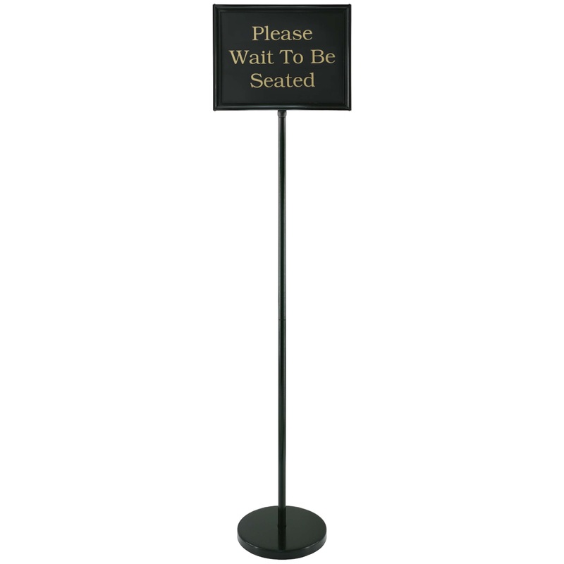 Chef Master 90033 Black Aluminum Changeable Hostess / Teller Sign with 15 Messages 60"H