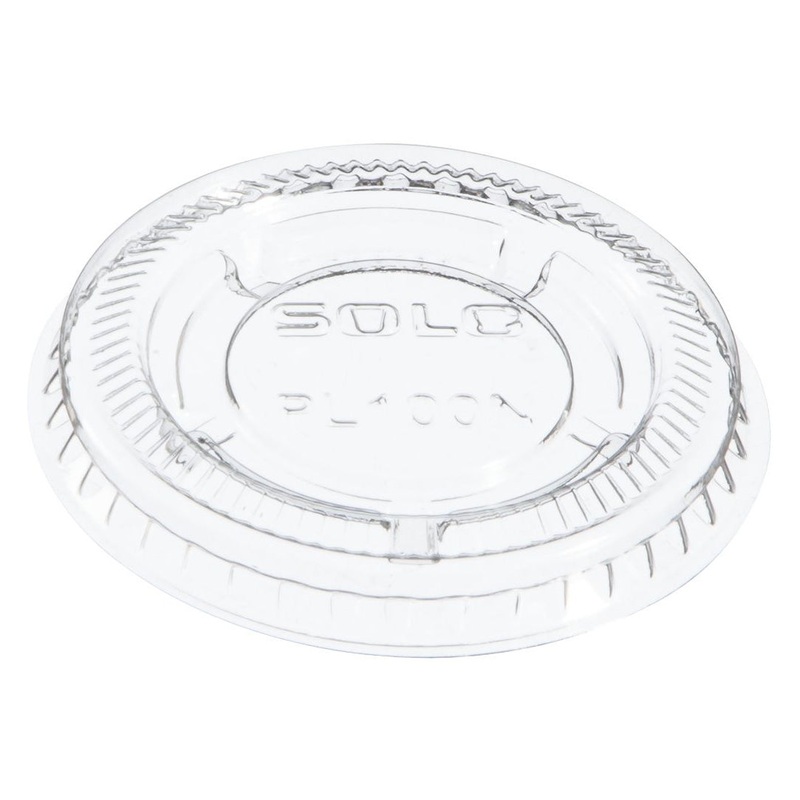 Dart Solo PL100N Small Ultra Clear Plastic Souffle Cup Lid for 1 oz. Portion Cups - 125/Bag