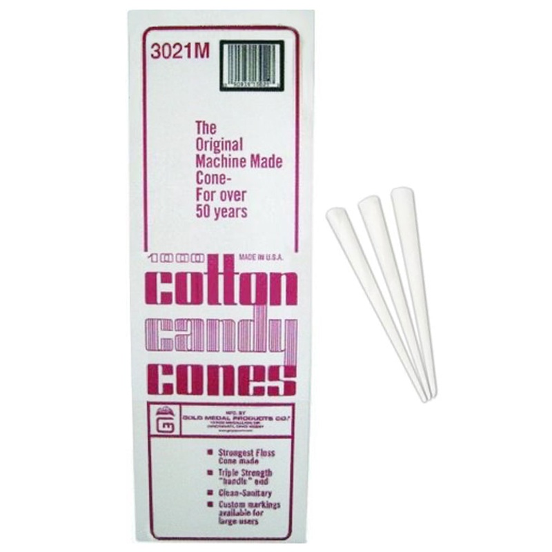 Gold Medal 3021 Disposable Plain Cotton Candy Cones - White - 1000/Box