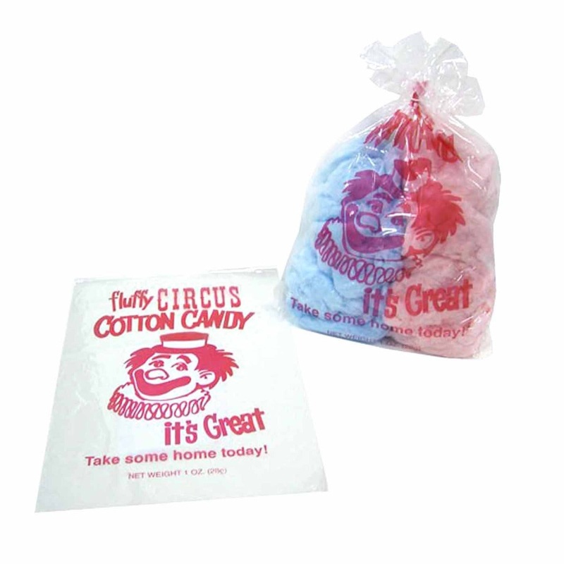 Gold Medal 3065 Quick Pak Red Clown Print Cotton Candy Bags with Ties 12" x 18" - Clear - 100/Bag