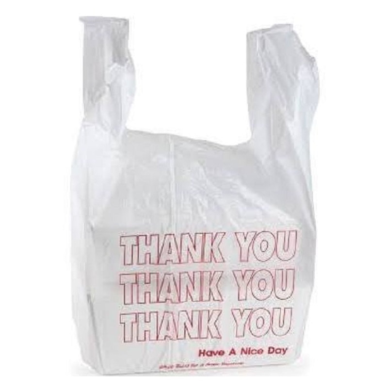 IBSTHW1VAL White Plastic 1/6 Size "Thank You" Carry Out T-Shirt Bag - 1000/Case