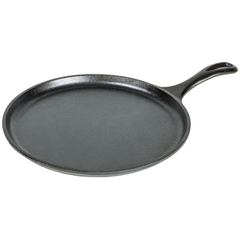 Lodge L9OG3 Round Seasoned Cast Iron Griddle Pan with Handle 10-1/2"