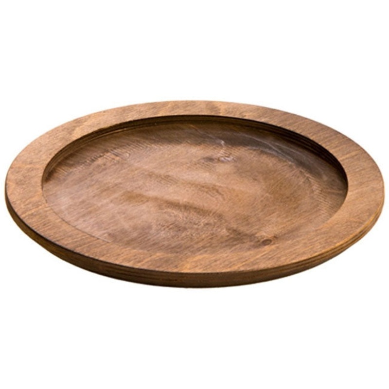 Lodge U7RP Round Wood Underliner with Walnut Finish 11-1/4" Dia. - for L70GH3 Griddle
