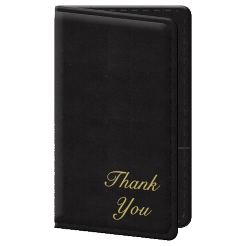 Risch 5000P-B -  Black Guest Check Holder - Padded & Stitched - Gold-Foil Stamped "Thank You" - 5" x 9"