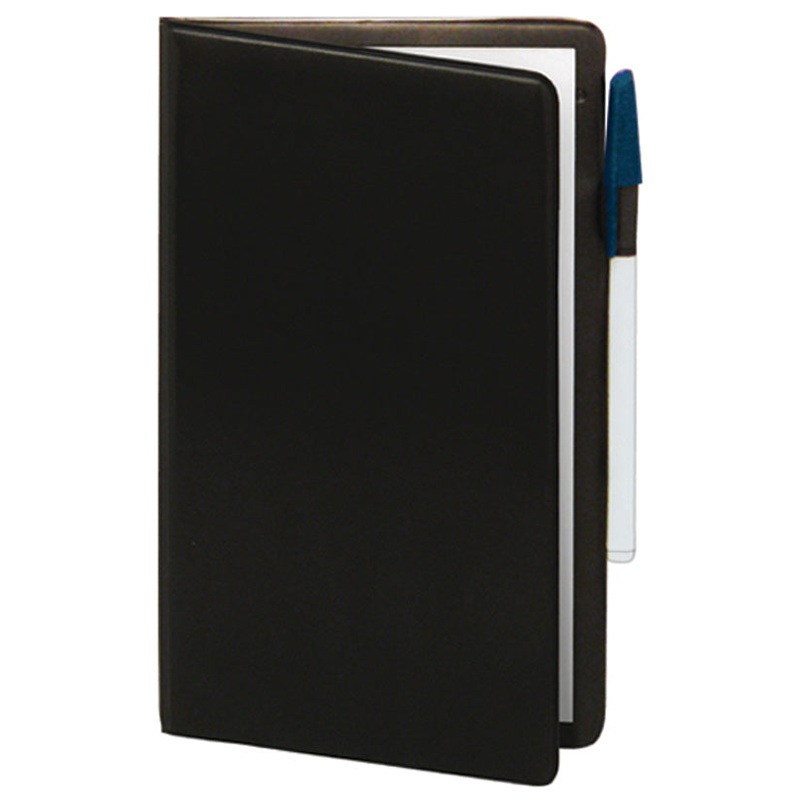 Risch WPH Padded Black Vinyl Wait Staff Pad Holder with Pockets & Pen Loop - Holds 5" x 9" Pads or Guest Check