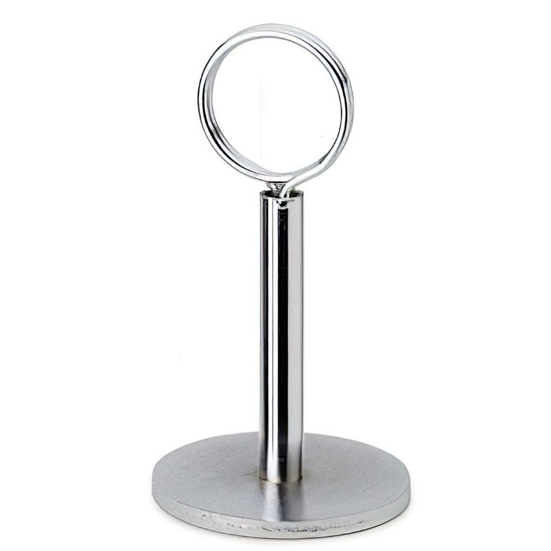 Royal Industries ROY MH 4 Stainless Steel Ring Style Menu / Number / Card Holder 4" H