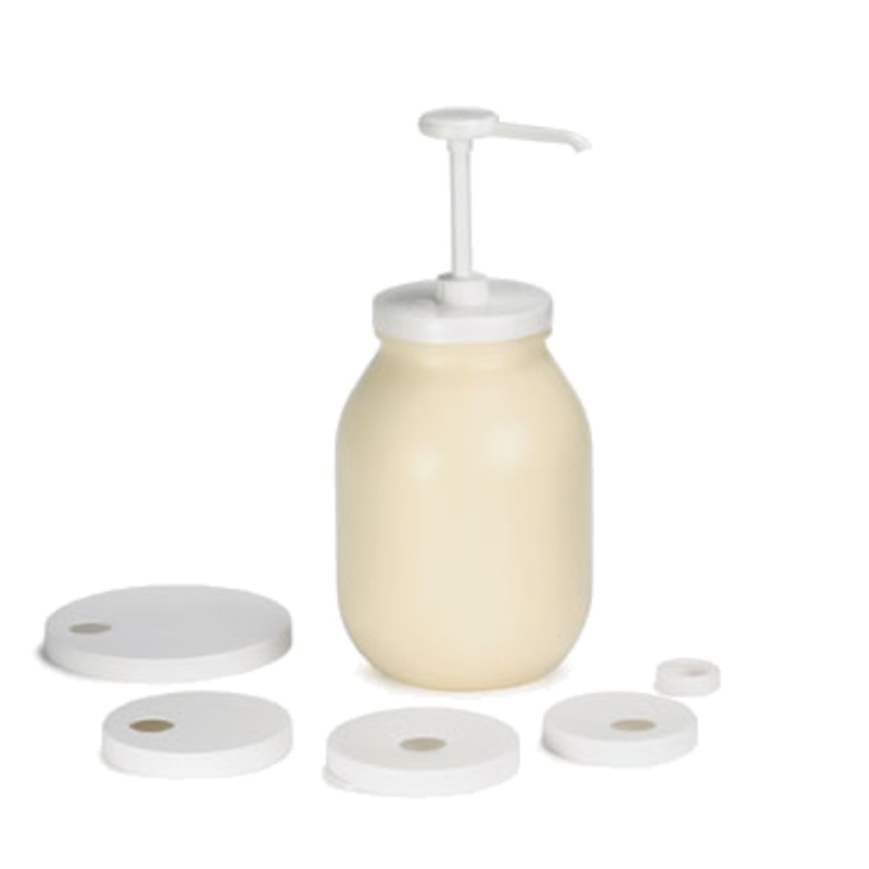 TableCraft 662K - Economy Condiment / Syrup Pump Kit - 1 oz. Pump and 5 Tops
