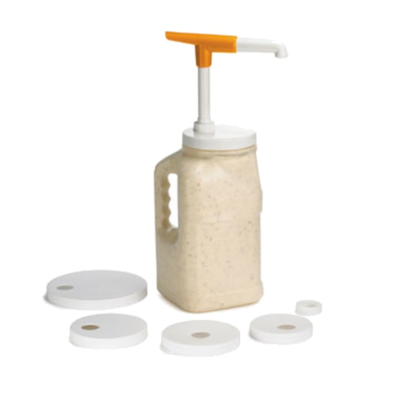 TableCraft 664K - WideMouth Maxi Condiment / Syrup Pump Kit - 1 oz. Pump and 5 Tops