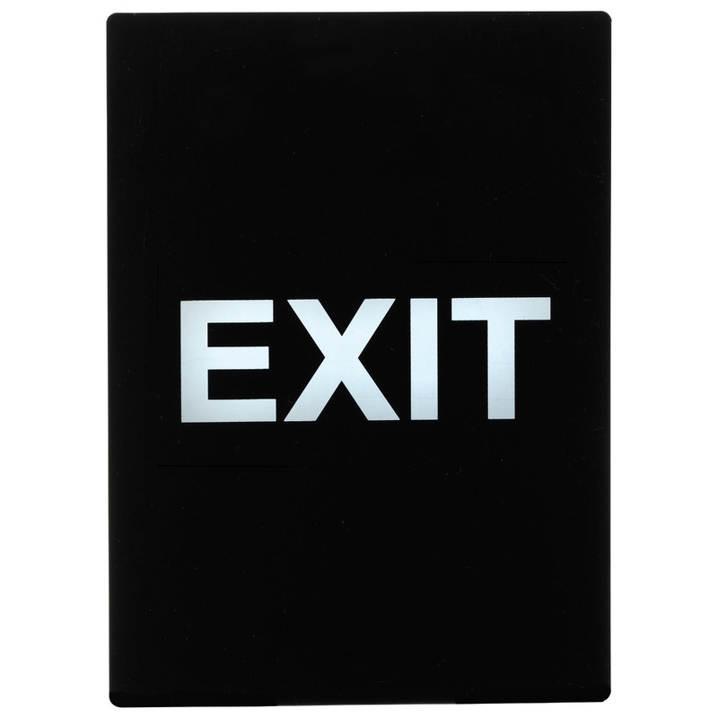 Winco SGN-805 Plastic 2-Sided "Exit" Stanchion Frame Sign 8-1/2" x 11-3/4" - Black / White