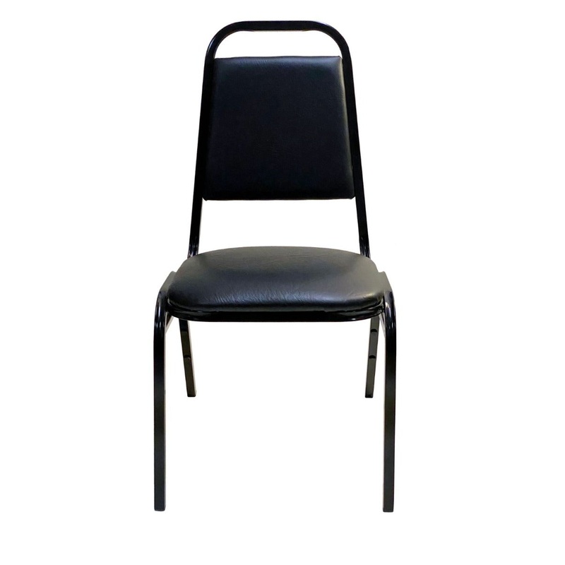 AAA Furniture Wholesale 888-11BLK Black Stacking Side Chair with Metal Frame & Vinyl Seat