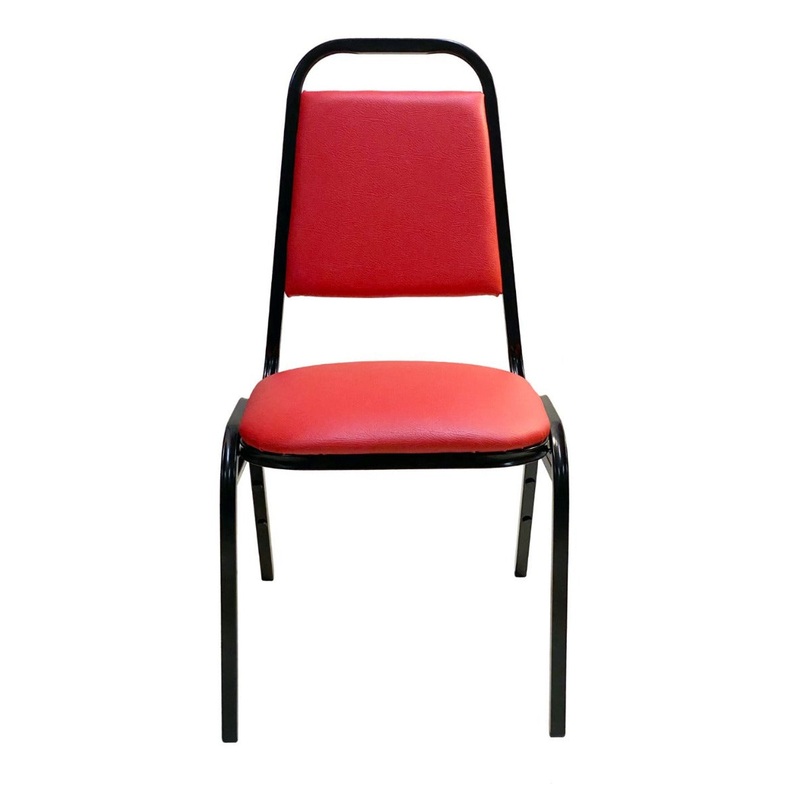 AAA Furniture Wholesale 888-11RED Red Stacking Side Chair with Metal Frame & Vinyl Seat