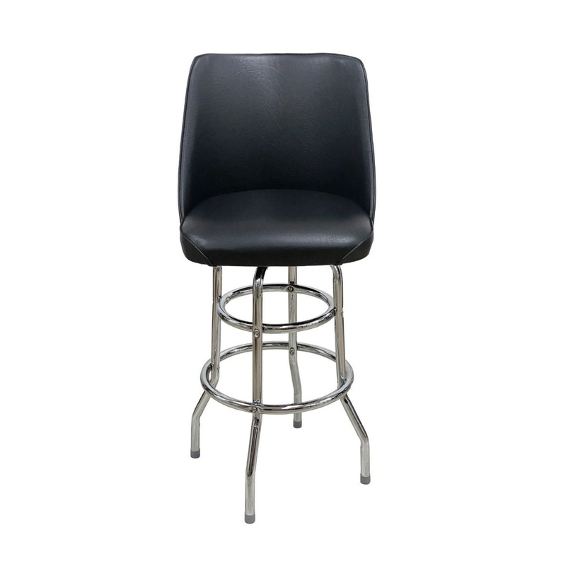 AAA Furniture Wholesale DRB/BUCKET Bucket Seat Bar Stool with Double Footring 43"OAH - Black Vinyl