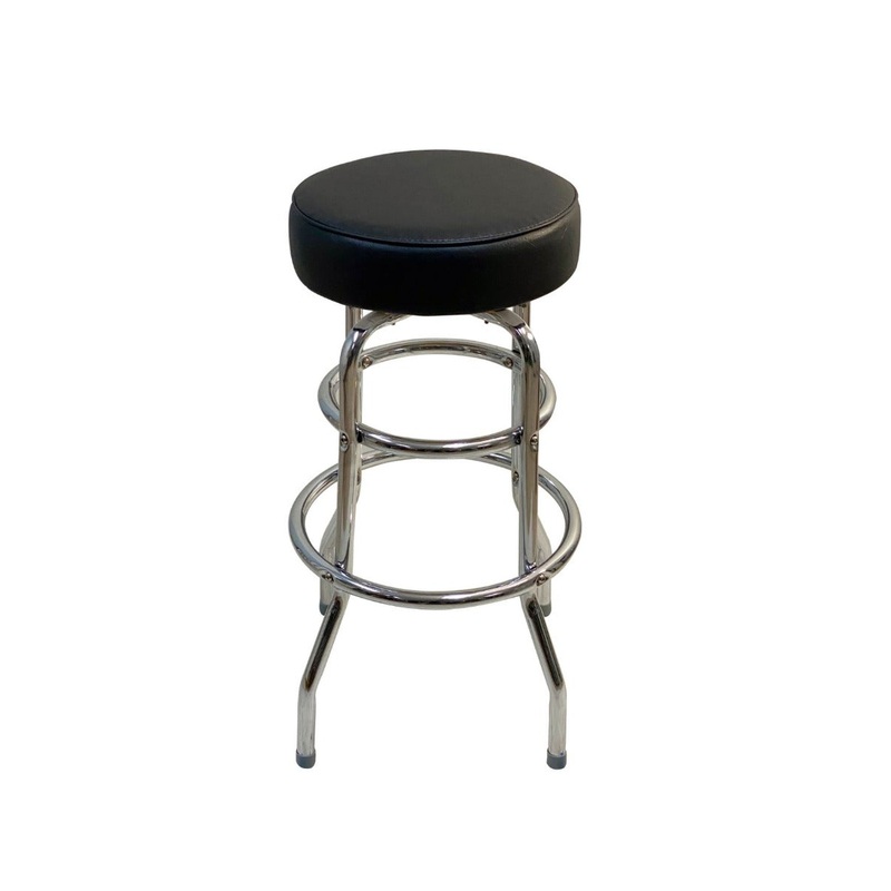 AAA Furniture Wholesale DRB/BUTTON/BLK Swivel Backless Button Bar Stool with Double Footring 29"H - Black Vinyl