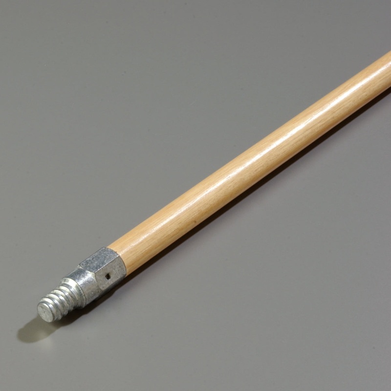 Carlisle 4027500 Metal Tip Threaded Wood Broom / Brush Handle 40" - Natural Lacquered