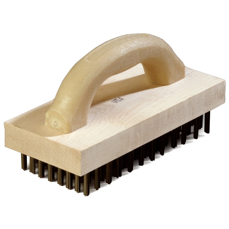 Carlisle 4067600 Wooden Butcher Block Brush with Steel Bristles and Plastic Handle 9" x 4"