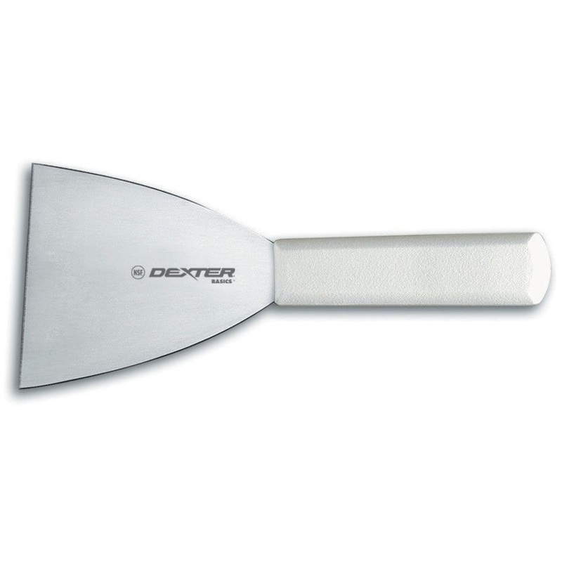 Dexter-Russell P94850 Basics Stiff Griddle Scraper with White Poly Handle 4"