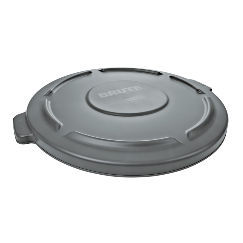 Rubbermaid FG260900GRAY BRUTE Self-Draining Round Flat Lid for use with 10-Gallon Container - Gray
