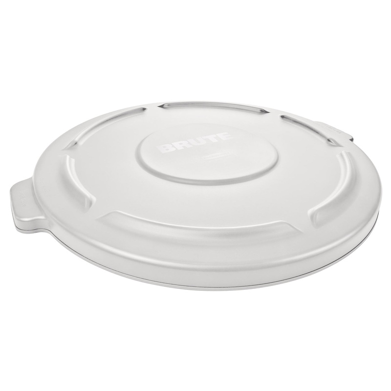 Rubbermaid FG260900WHT BRUTE Self-Draining Round Flat Lid for use with 10-Gallon Container - White