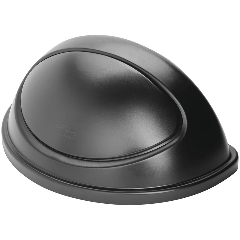 Rubbermaid FG362000BLA Untouchable Swing-Top Half-Round Lid for 21-Gallon Containers - Black - 4/Case
