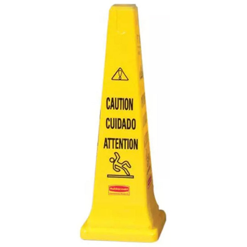 Rubbermaid FG627600YEL Multilingual "Caution" Floor Safety Cone 36" - Yellow